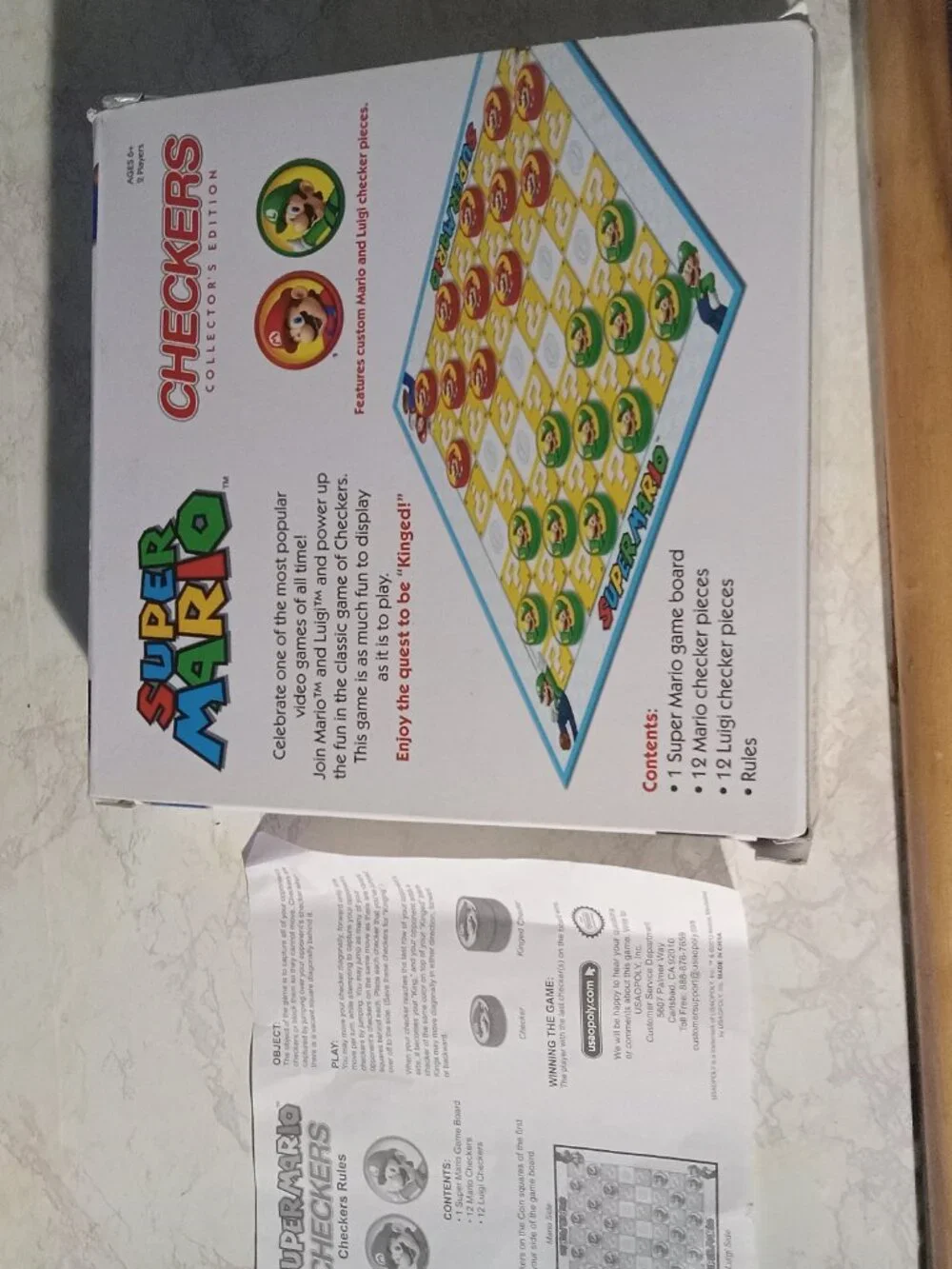 Super Mario Checkers Collectors Edition Mario & Luigi w Box Instructions